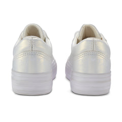 Adee Patty White Platform trainer with ribbon laces