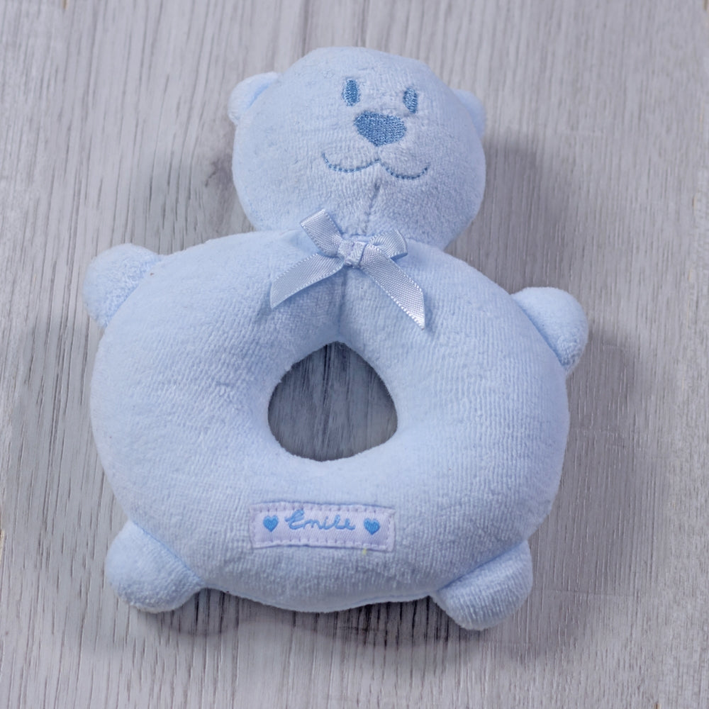 Emile et Rose Boy Velour Emile Bear Ring Rattle